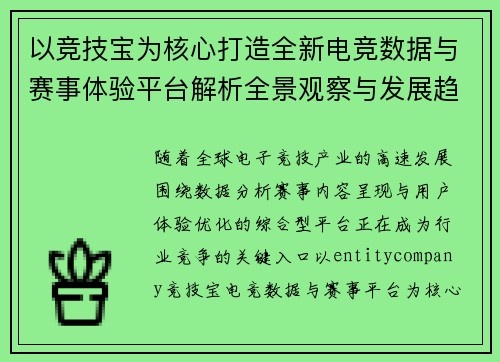 以竞技宝为核心打造全新电竞数据与赛事体验平台解析全景观察与发展趋势